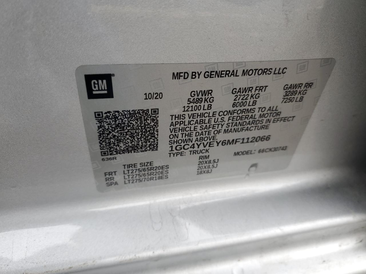 2021 Chevrolet Silverado VIN 1GC4YVEY6MF112066 Copart auction photo, all over damage thumbnail 14