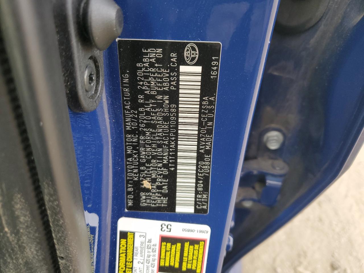2023 Toyota Camry VIN 4T1T11AK4PU109589 Copart auction photo, front end / minor dent/scratches damage thumbnail 14