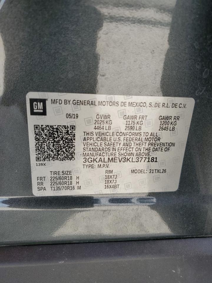 2019 GMC Terrain VIN 3GKALMEV3KL377181 Copart auction photo, front end damage thumbnail 13