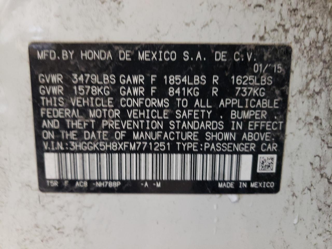 2015 Honda Fit VIN 3HGGK5H8XFM771251 Copart auction photo, minor dent/scratches damage thumbnail 12