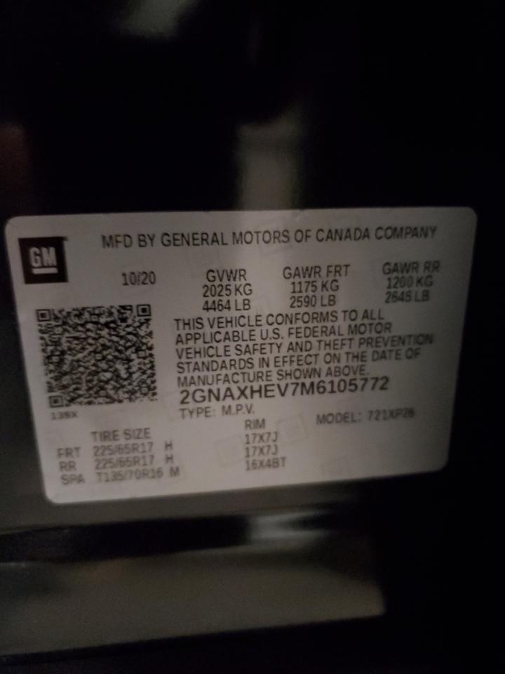 2021 Chevrolet Equinox VIN 2GNAXHEV7M6105772 Copart auction photo, all over / mechanical damage thumbnail 13