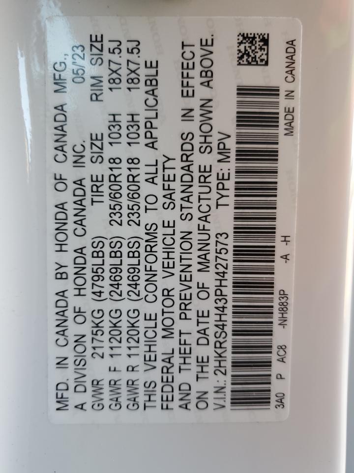 2023 Honda CR-V VIN 2HKRS4H43PH427573 Copart auction photo, front end damage thumbnail 13