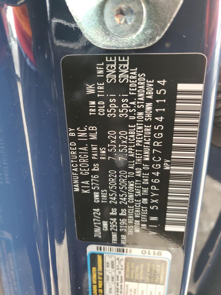 2024 KIA Telluride VIN 5XYP64GC7RG541154 Copart auction photo, front end / minor dent/scratches damage thumbnail 13
