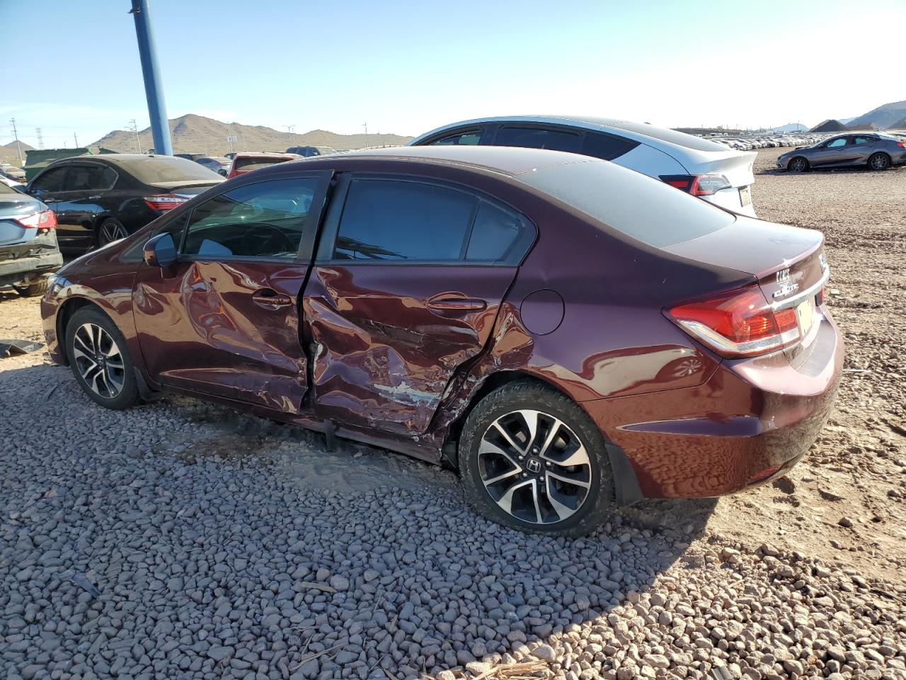 2014 Honda Civic VIN 19XFB2F87EE009581 Copart auction photo, side damage thumbnail 2