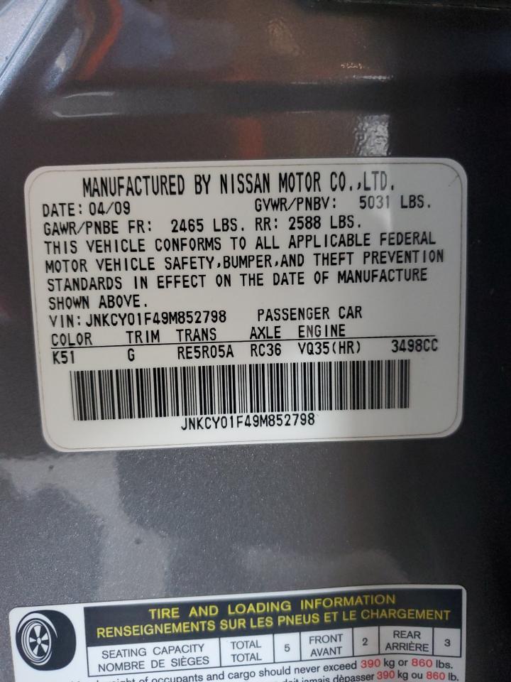 2009 Infiniti M VIN JNKCY01F49M852798 Copart auction photo, side / front end damage thumbnail 12