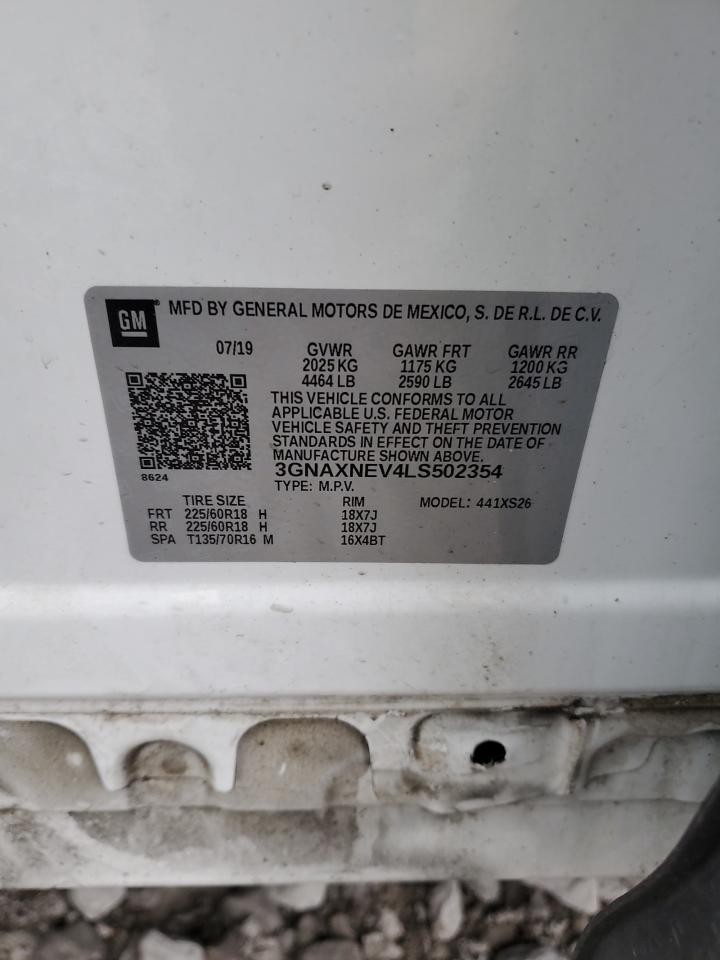 2020 Chevrolet Equinox VIN 3GNAXNEV4LS502354 Copart auction photo, front end damage thumbnail 13