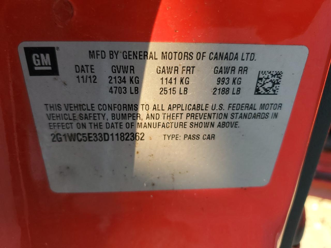2013 Chevrolet Impala VIN 2G1WC5E33D1182362 Copart auction photo, front end damage thumbnail 12