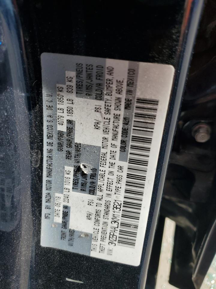 2019 Mazda 3 VIN 3MZBPAAL3KM113621 Copart auction photo, side / rear end damage thumbnail 12