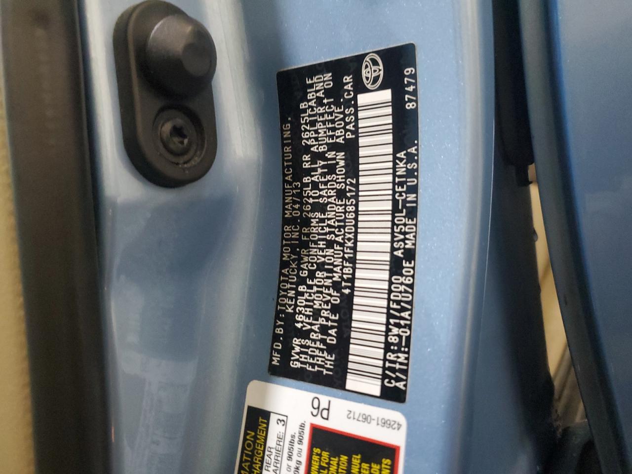 2013 Toyota Camry VIN 4T1BF1FKXDU685172 Copart auction photo, rear end / front end damage thumbnail 13