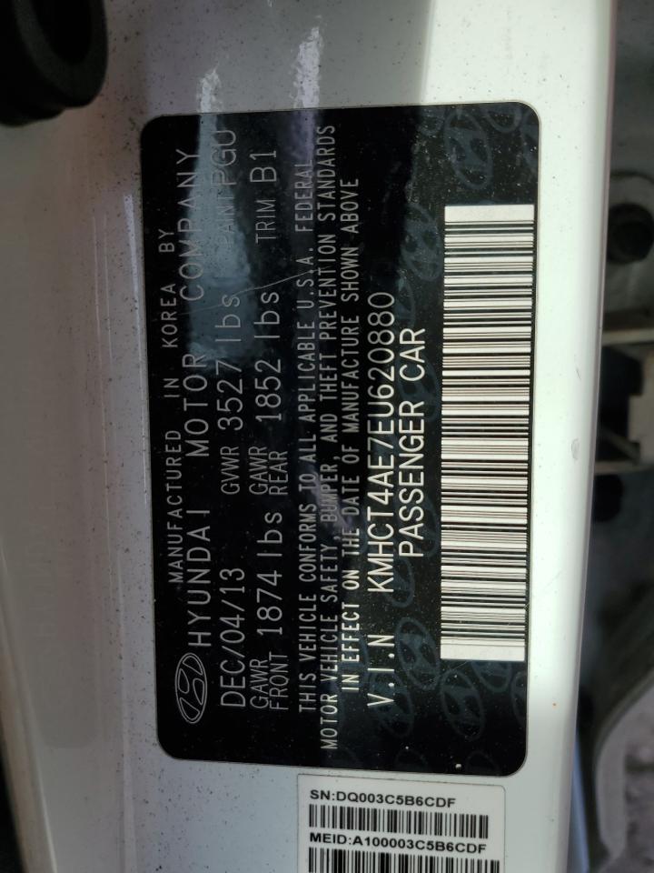 2014 Hyundai Accent VIN KMHCT4AE7EU620880 Copart auction photo, front end damage thumbnail 13