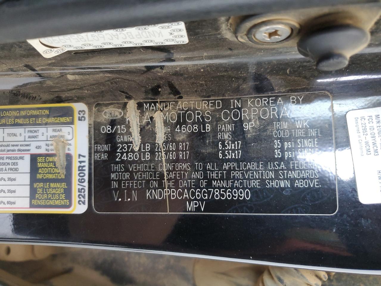 2016 KIA Sportage VIN KNDPBCAC6G7856990 Copart auction photo, frame damage / front end damage thumbnail 13