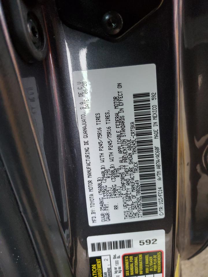 2020 Toyota Tacoma VIN 3TYSX5EN2LT002649 Copart auction photo, front end damage thumbnail 14