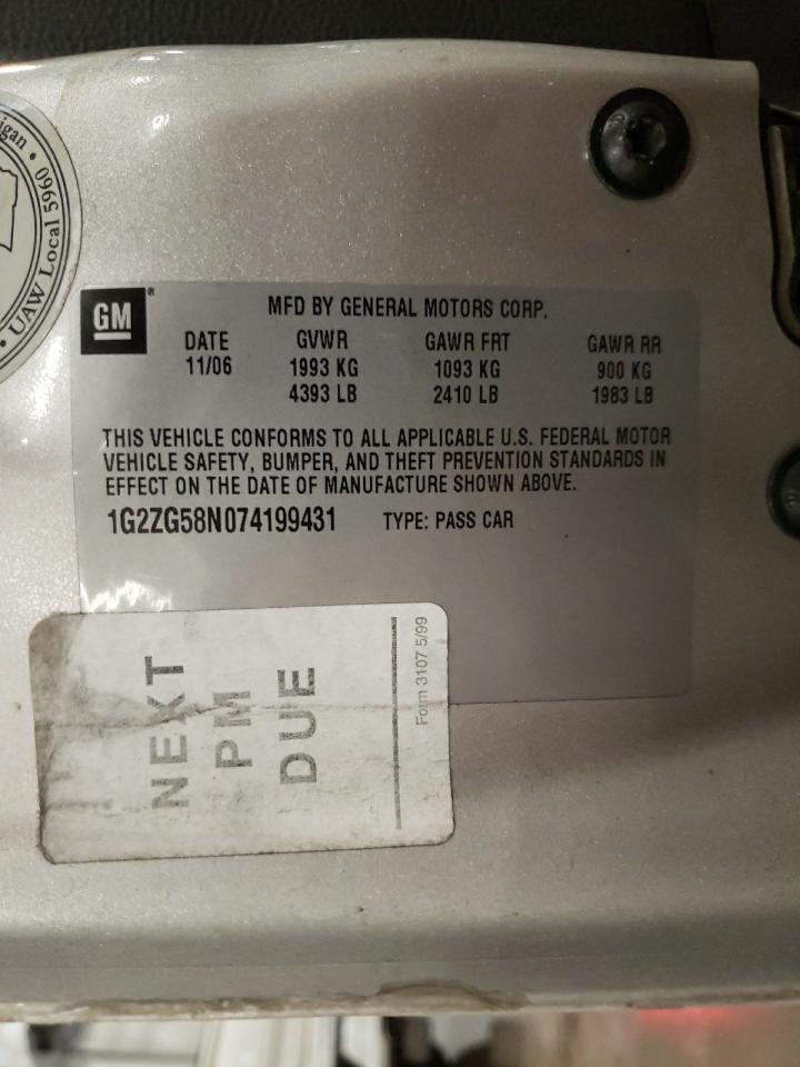 2007 Pontiac G6 VIN 1G2ZG58N074199431 Copart auction photo, undercarriage damage thumbnail 14