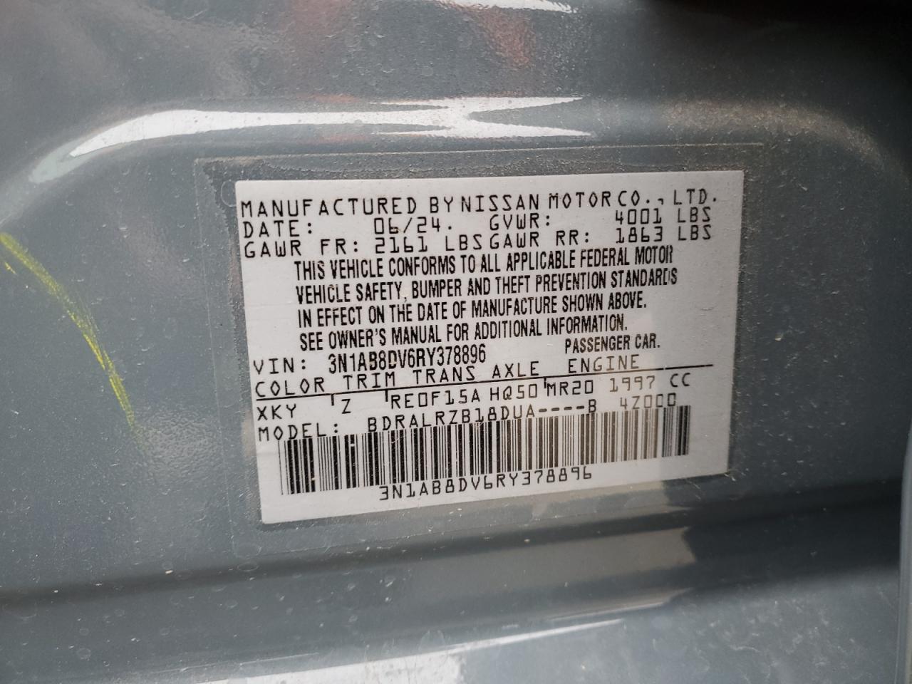 2024 Nissan Sentra VIN 3N1AB8DV6RY378896 Copart auction photo, front end damage thumbnail 12