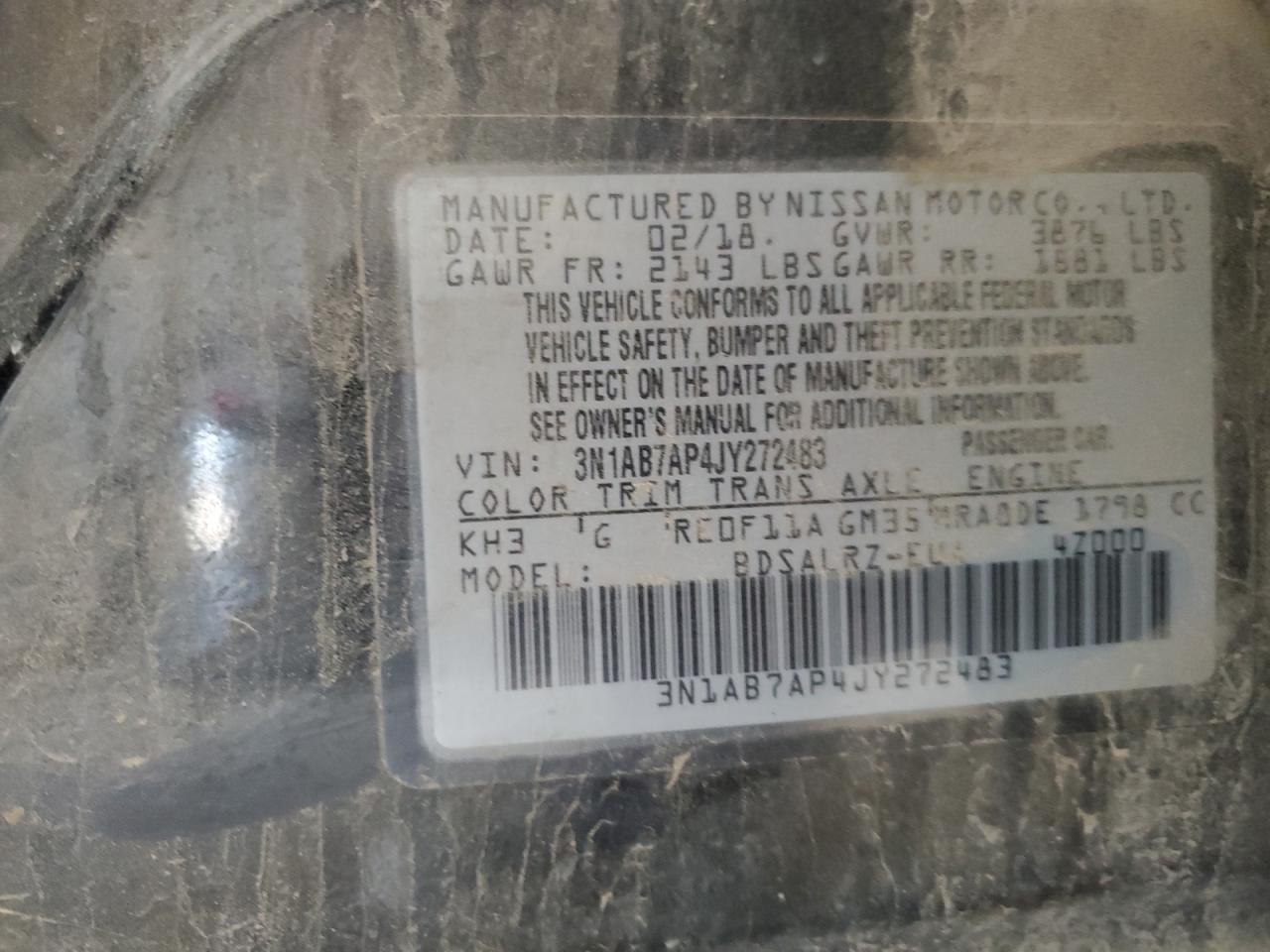 2018 Nissan Sentra VIN 3N1AB7AP4JY272483 Copart auction photo, front end / minor dent/scratches damage thumbnail 15
