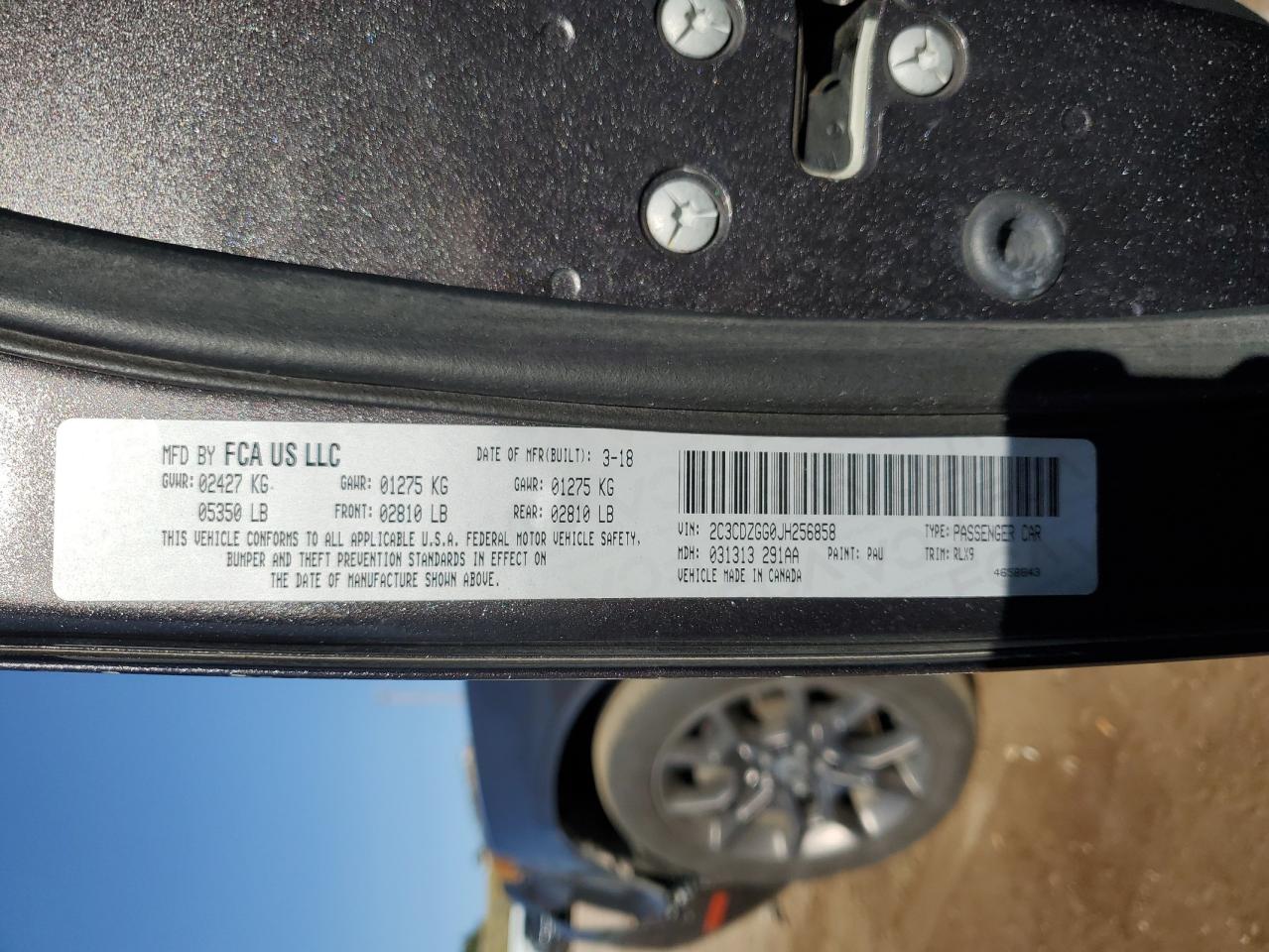 2018 Dodge Challenger VIN 2C3CDZGG0JH256858 Copart auction photo, front end damage thumbnail 12