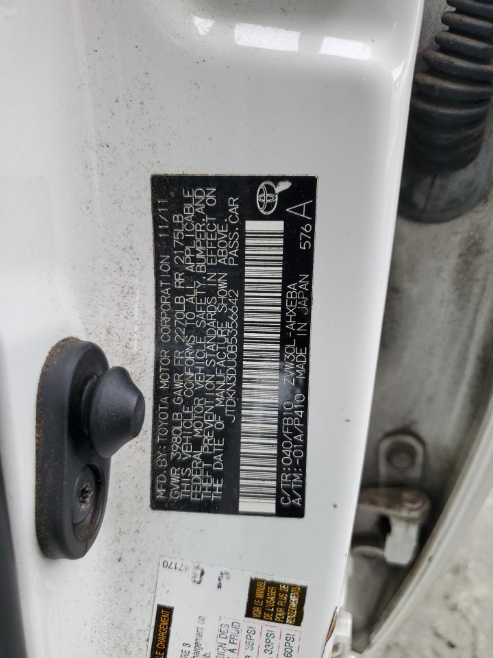 2011 Toyota Prius VIN JTDKN3DU0B5356642 Copart auction photo, front end damage thumbnail 14