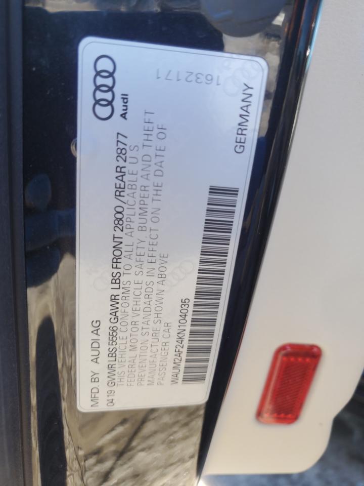 2019 Audi A6 VIN WAUM2AF24KN104035 Copart auction photo, front end damage thumbnail 12
