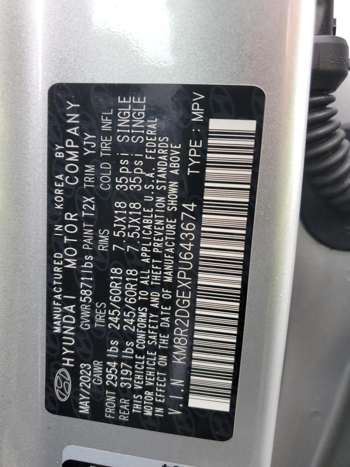 2023 Hyundai Palisade VIN KM8R2DGEXPU643674 Copart auction photo, rear end / side damage thumbnail 13
