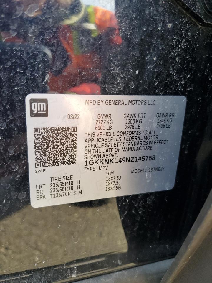 2022 GMC Acadia VIN 1GKKNKL49NZ145758 Copart auction photo, front end / minor dent/scratches damage thumbnail 16