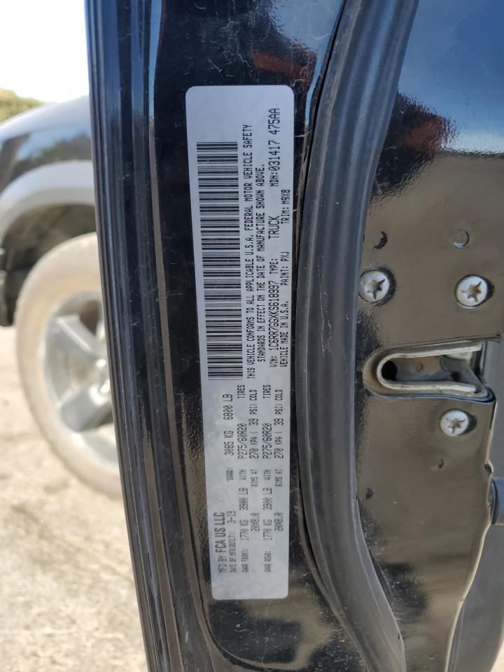 2019 RAM 1500 VIN 1C6RR7GGXKS618997 Copart auction photo, front end / side damage thumbnail 12