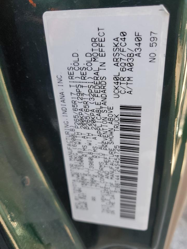 2004 Toyota Tundra VIN 5TBBT44124S454725 Copart auction photo, vandalism damage thumbnail 12