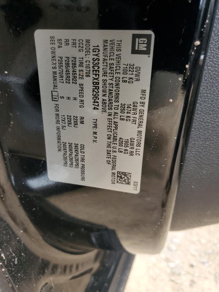 2011 Cadillac Escalade VIN 1GYS3CEFXBR296474 Copart auction photo, all over damage thumbnail 16