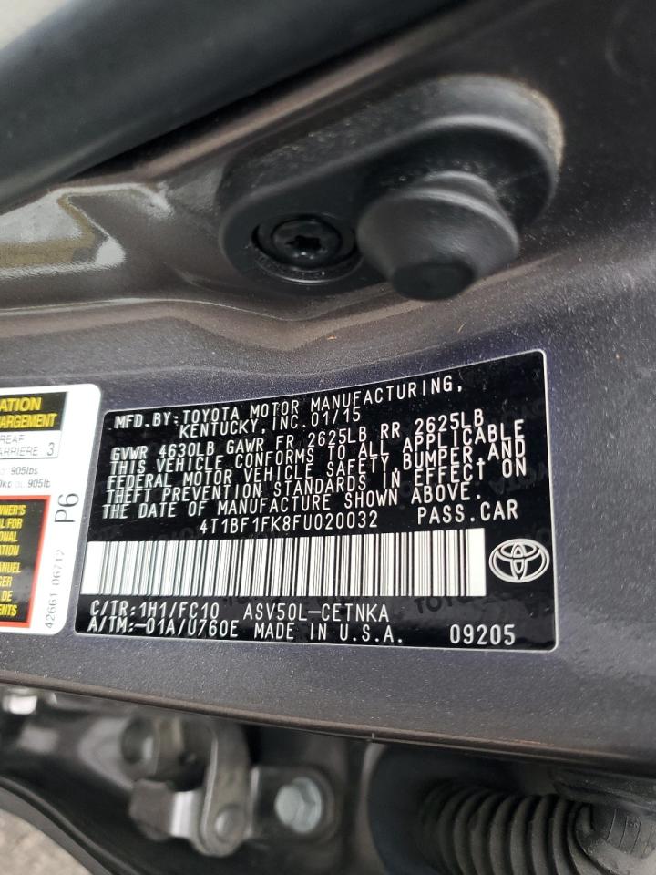2015 Toyota Camry VIN 4T1BF1FK8FU020032 Copart auction photo, rear end / minor dent/scratches damage thumbnail 13