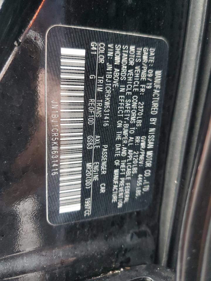 2019 Nissan Rogue VIN JN1BJ1CR5KW631416 Copart auction photo, rear end damage thumbnail 14