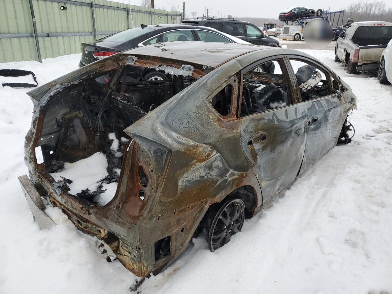 2011 Toyota Prius VIN JTDKN3DU3B0256970 Copart auction photo, burn damage thumbnail 3