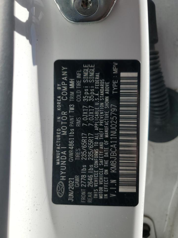 2022 Hyundai Tucson VIN KM8JBCA11NU025797 Copart auction photo, rear end damage thumbnail 14