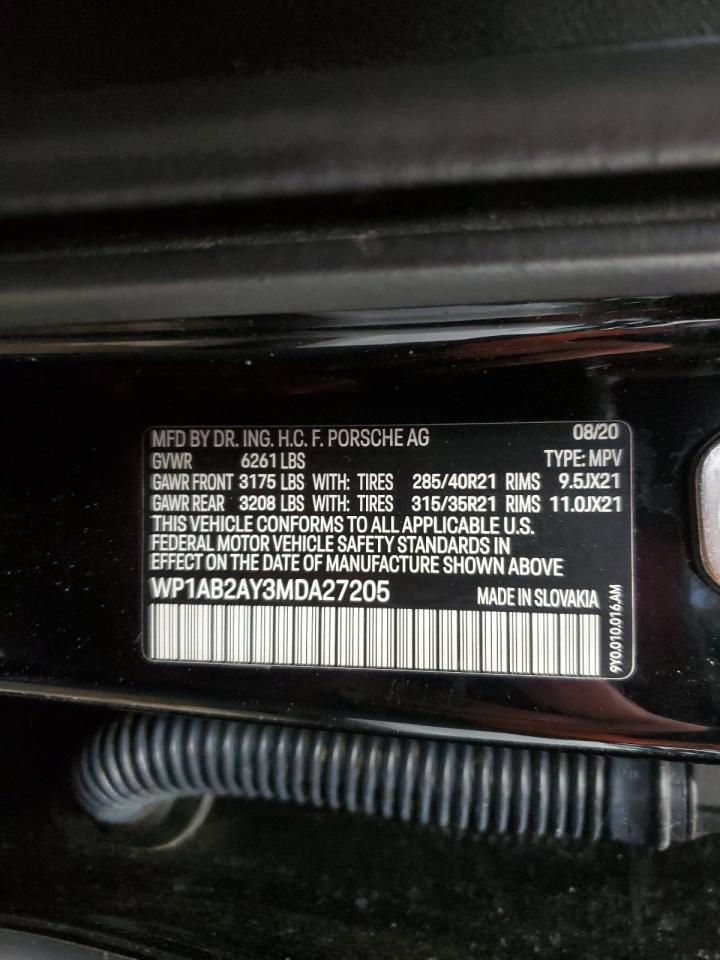 2021 Porsche Cayenne VIN WP1AB2AY3MDA27205 Copart auction photo, side / minor dent/scratches damage thumbnail 13
