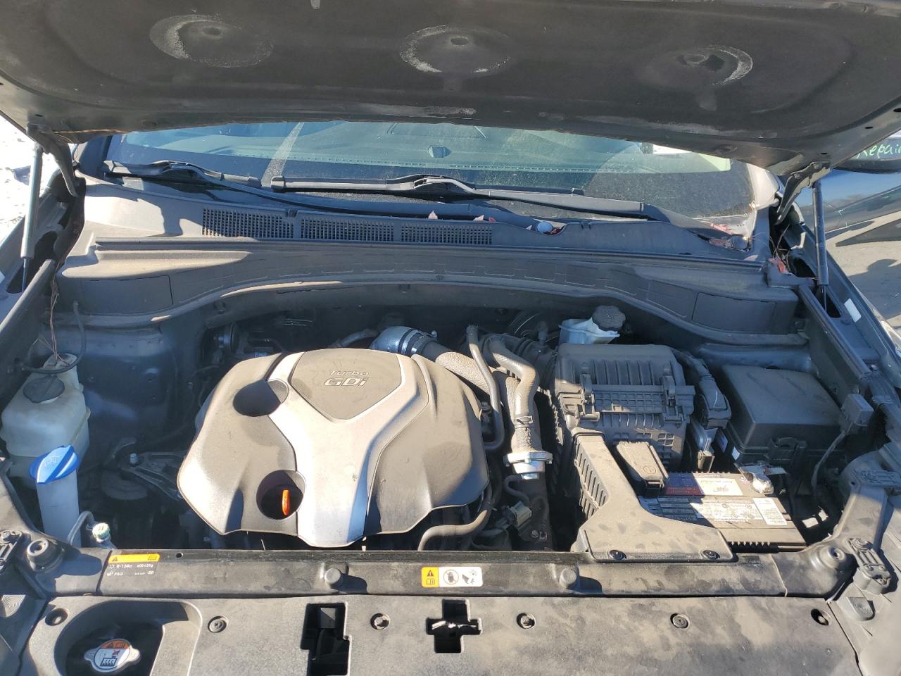 2013 Hyundai Santa Fe VIN 5XYZU3LAXDG107381 Copart auction photo, front end / side damage thumbnail 12