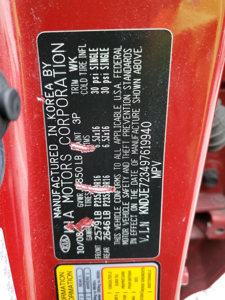2009 KIA Sportage VIN KNDJE723497619940 Copart auction photo, front end damage thumbnail 14