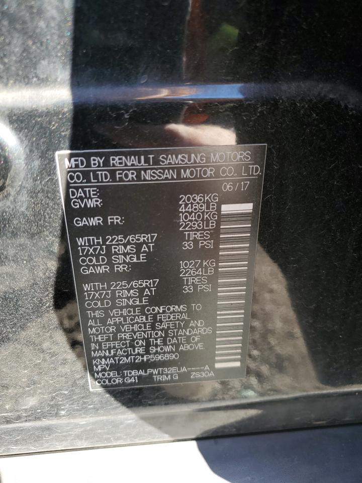 2017 Nissan Rogue VIN KNMAT2MT2HP596890 Copart auction photo, front end / side damage thumbnail 13