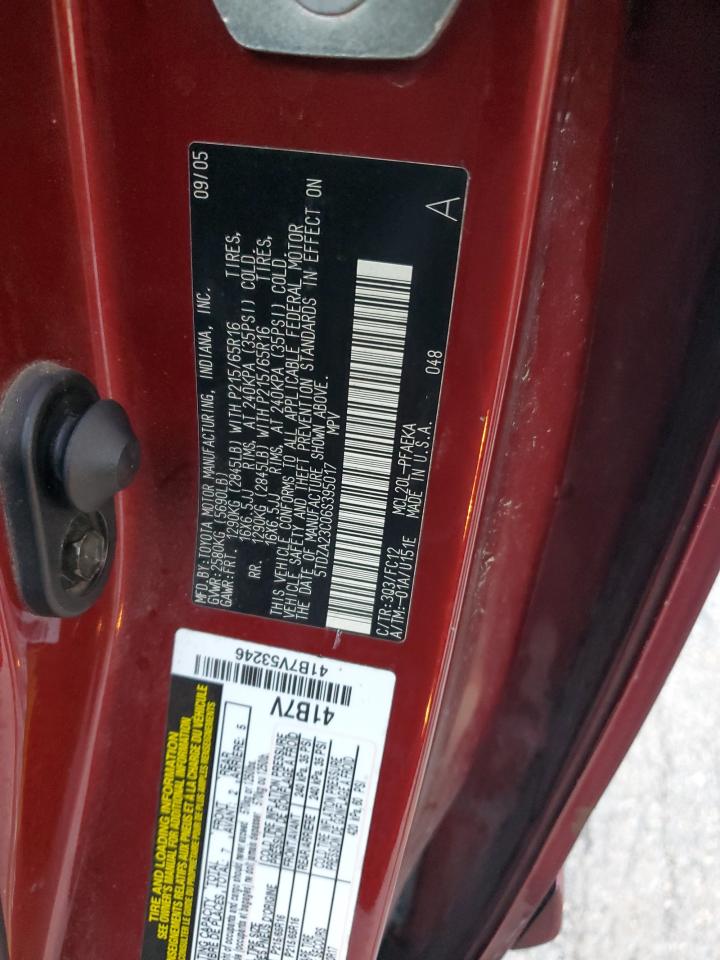 2006 Toyota Sienna VIN 5TDZA23C06S395017 Copart auction photo, front end / side damage thumbnail 15