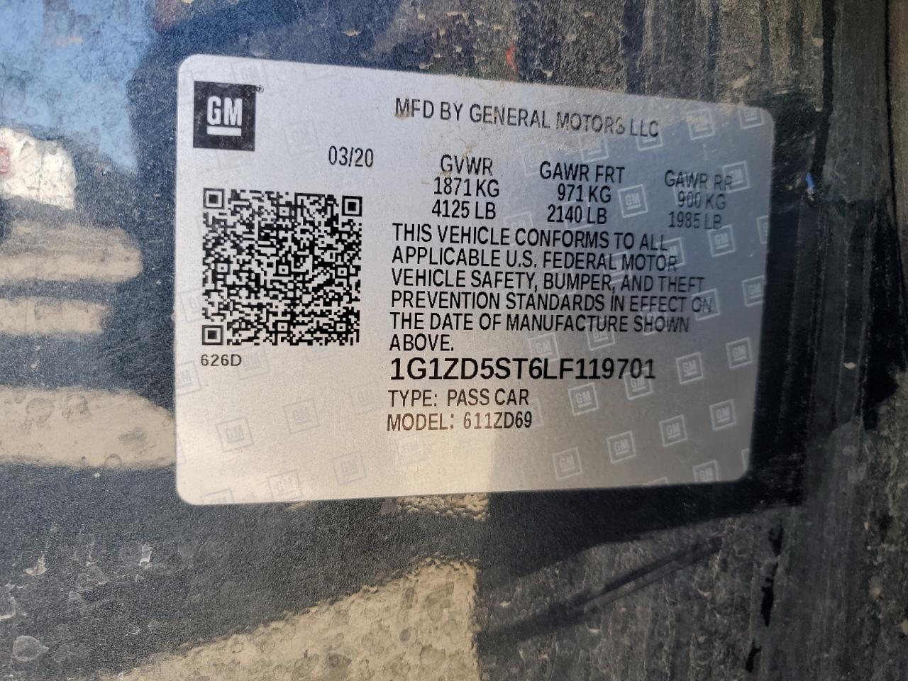 2020 Chevrolet Malibu VIN 1G1ZD5ST6LF119701 Copart auction photo, front end / undercarriage damage thumbnail 12