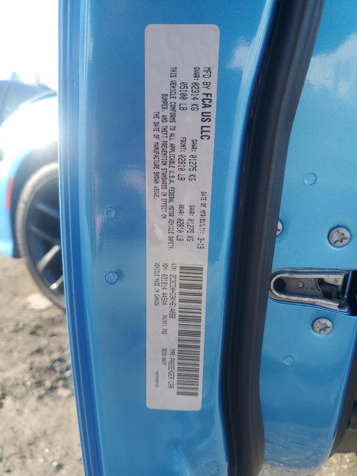 2019 Dodge Charger VIN 2C3CDXHG3KH614068 Copart auction photo, rear end / frame damage damage thumbnail 12