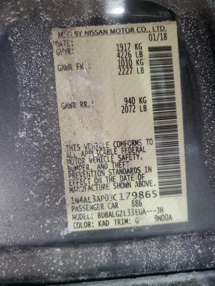 2018 Nissan Altima VIN 1N4AL3AP0JC179865 Copart auction photo, front end damage thumbnail 12