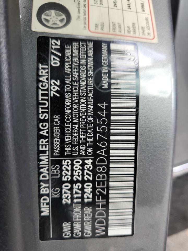 2013 Mercedes-Benz E-klasse VIN WDDHF2EB8DA675544 Copart auction photo, front end / mechanical damage thumbnail 12