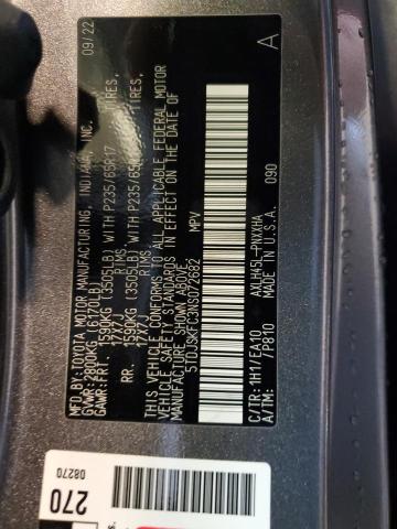 2022 Toyota Sienna VIN 5TDJSKFC3NS072682 Copart auction photo, front end / rear end damage thumbnail 13