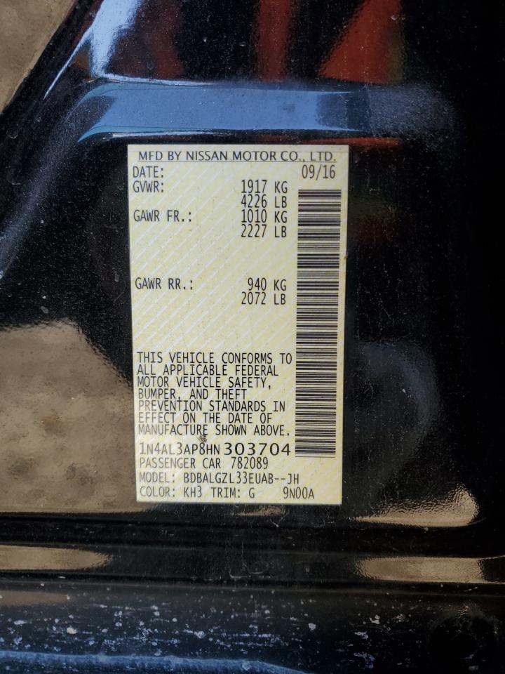 2017 Nissan Altima VIN 1N4AL3AP8HN303704 Copart auction photo, undercarriage / all over damage thumbnail 14