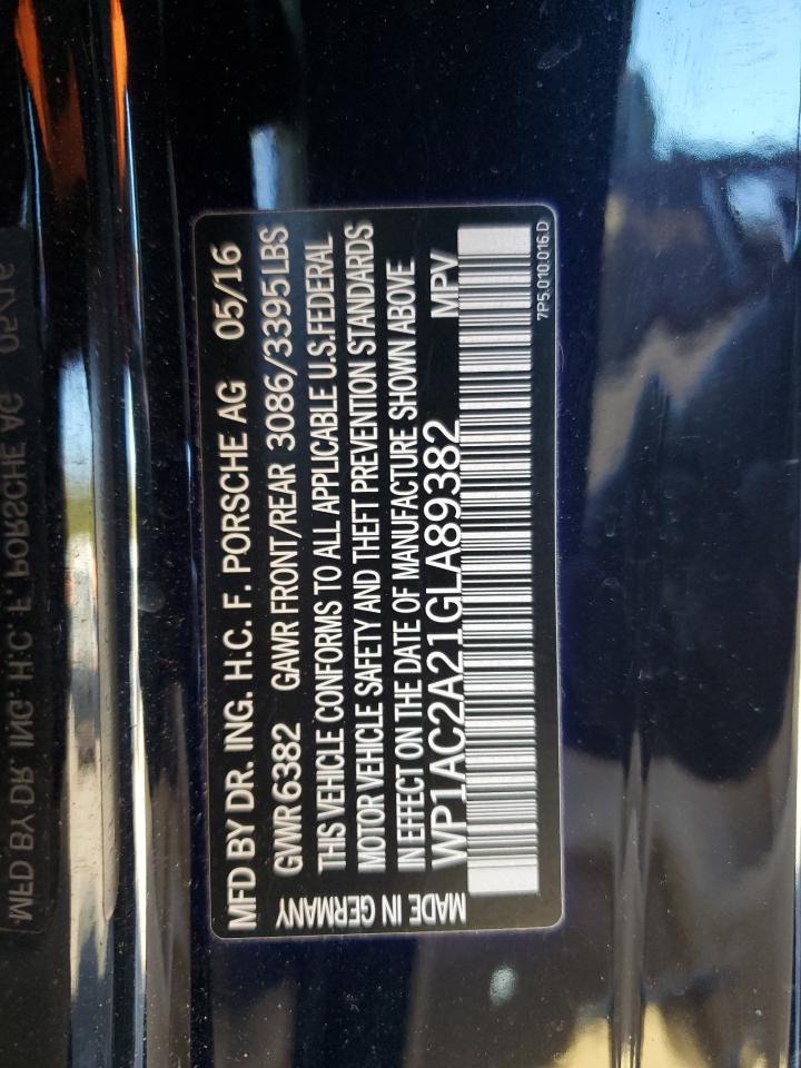 2016 Porsche Cayenne VIN WP1AC2A21GLA89382 Copart auction photo, front end damage thumbnail 14