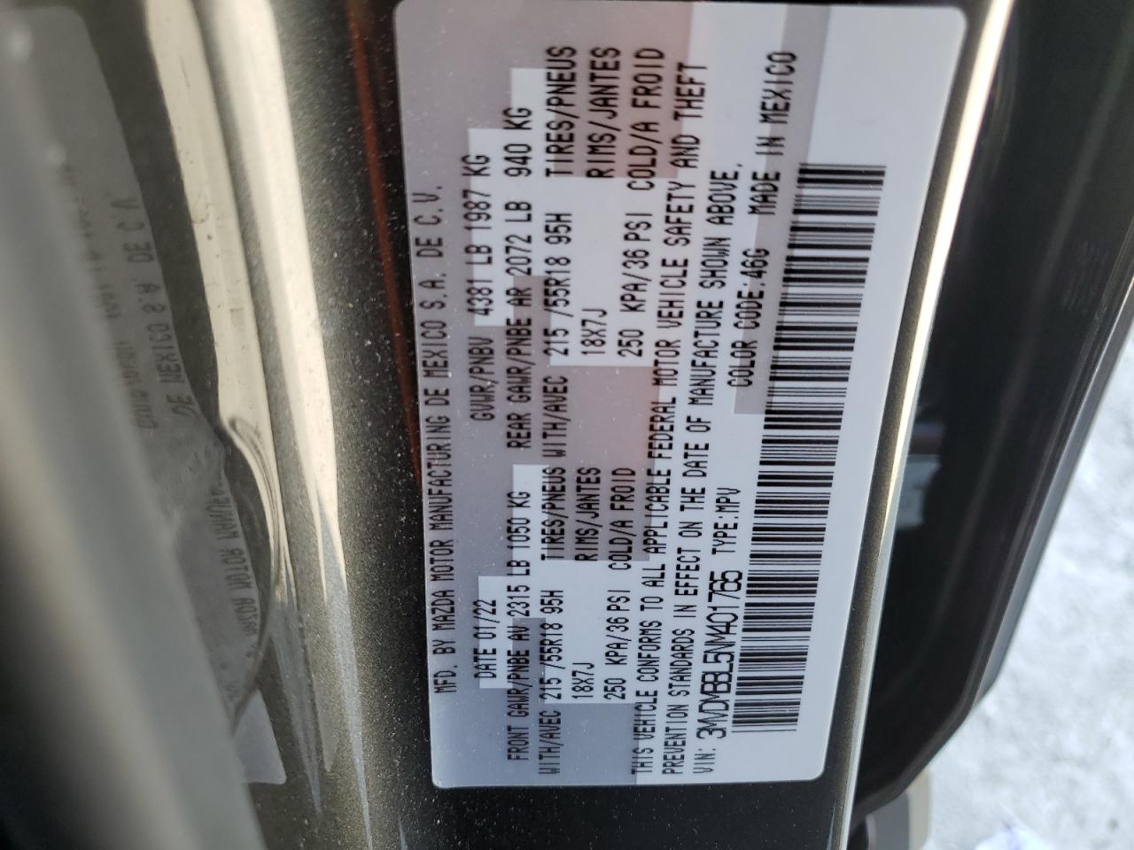 2022 Mazda CX-30 VIN 3MVDMBBL5NM401765 Copart auction photo, front end / minor dent/scratches damage thumbnail 13