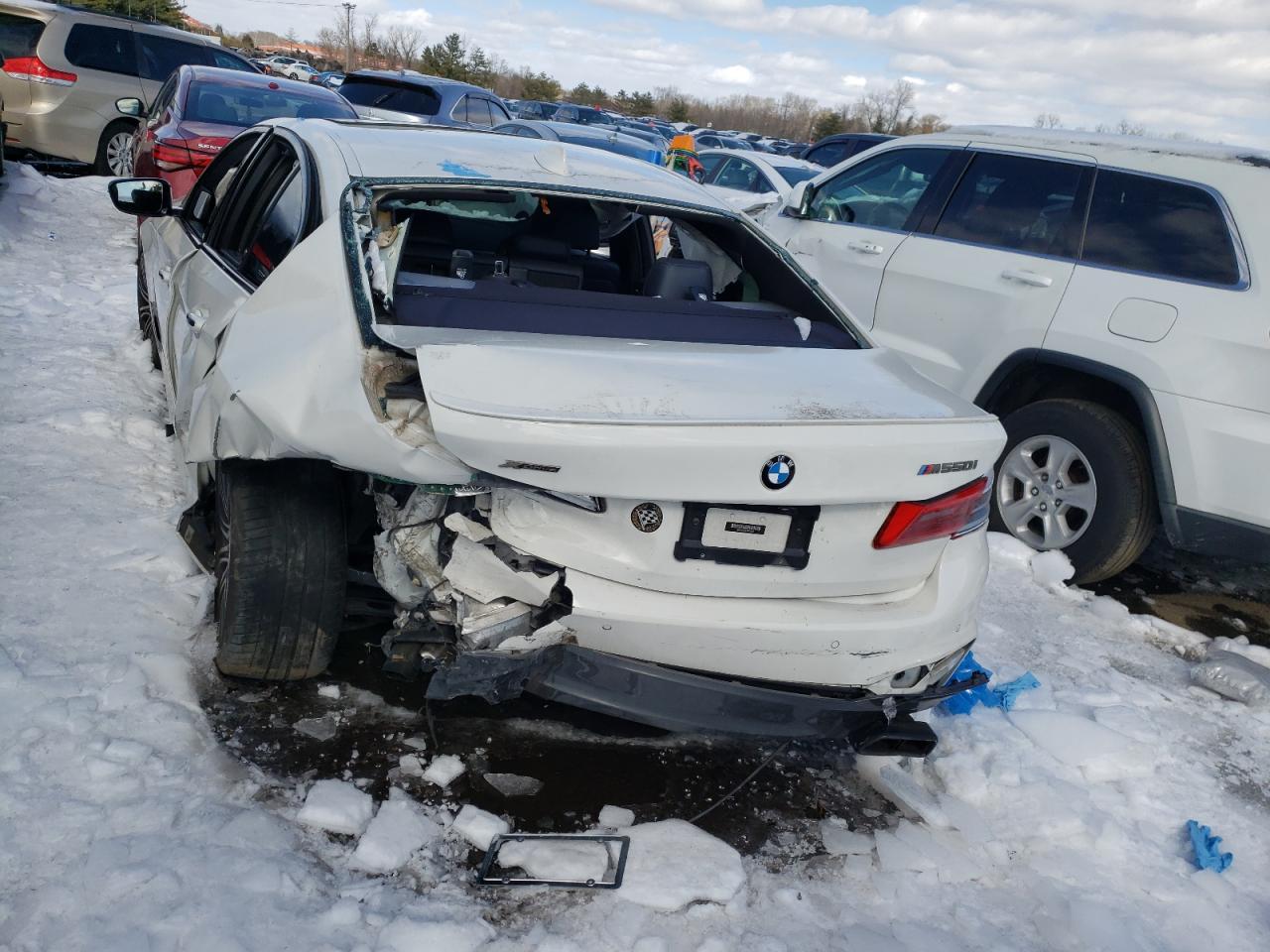 2018 BMW M5 VIN WBAJB9C59JB050103 Copart auction photo, rear end / side damage thumbnail 6