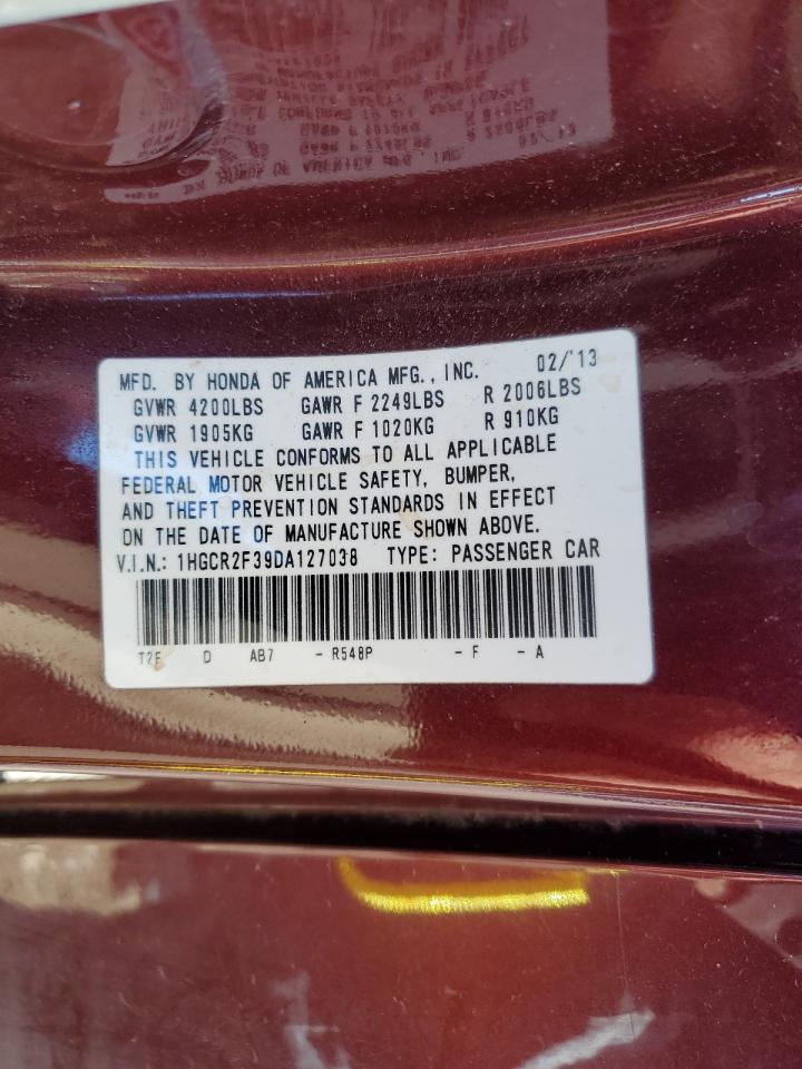 2013 Honda Accord VIN 1HGCR2F39DA127038 Copart auction photo, front end / undercarriage damage thumbnail 14