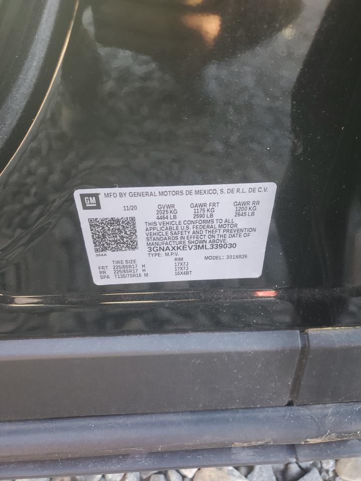 2021 Chevrolet Equinox VIN 3GNAXKEV3ML339030 Copart auction photo, front end / top/roof damage thumbnail 13