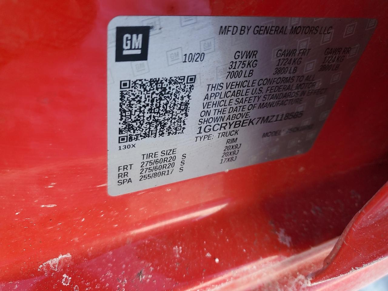 2021 Chevrolet Silverado VIN 1GCRYBEK7MZ11885 Copart auction photo, side damage thumbnail 12