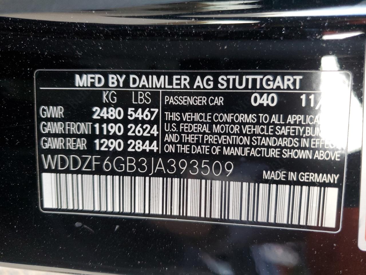 2018 Mercedes-Benz E-klasse VIN WDDZF6GB3JA393509 Copart auction photo, water/flood / mechanical damage thumbnail 12