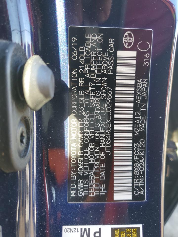 2020 Toyota Corolla VIN JTDS4RCEXLJ029867 Copart auction photo, rear end / side damage thumbnail 13